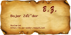 Bojer Zádor névjegykártya